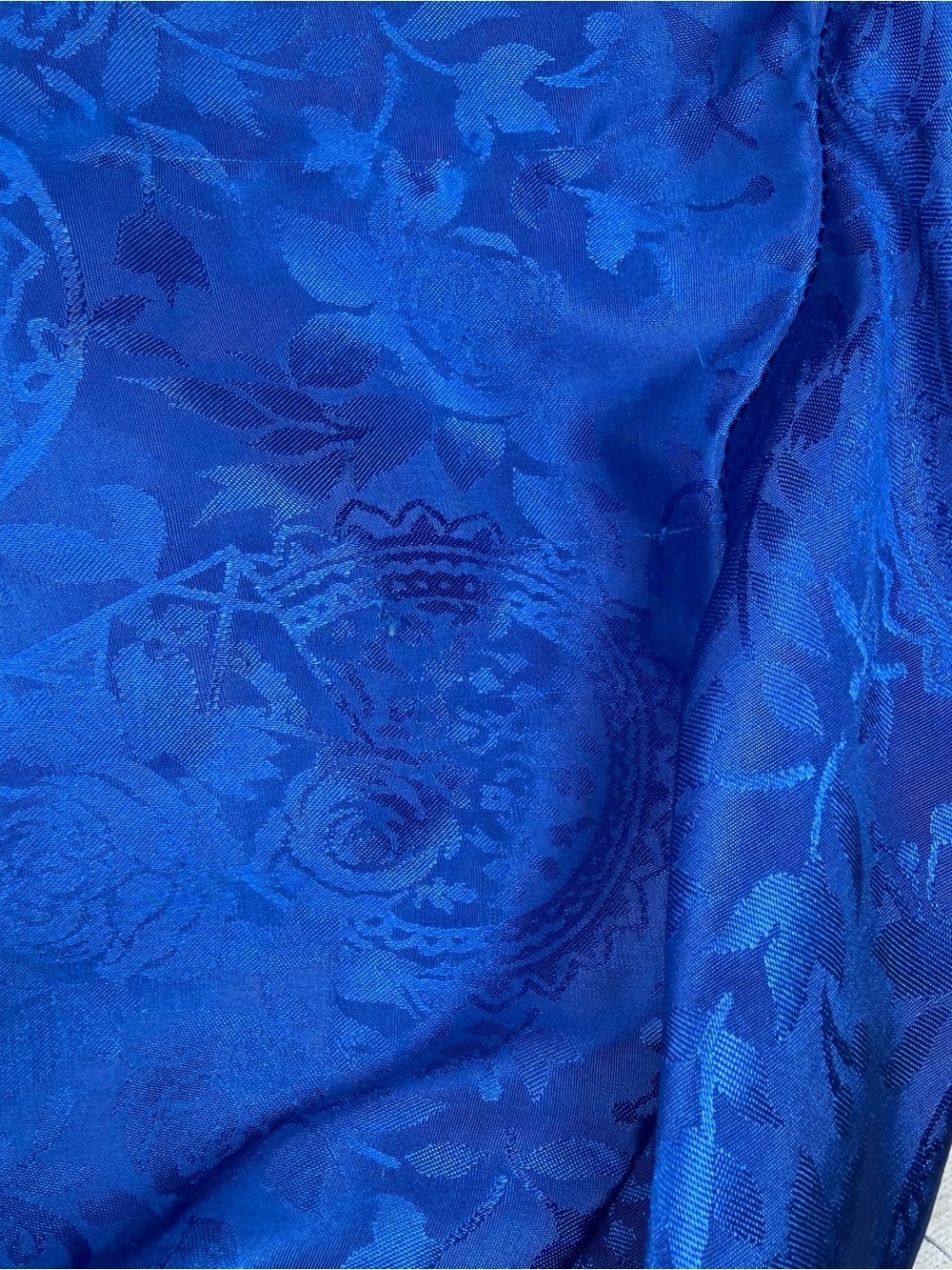 Victoria’s Secret Gold Label Size P/Small Royal Blue Long Jacquard Robe Vtg Y2K - Picture 8 of 9